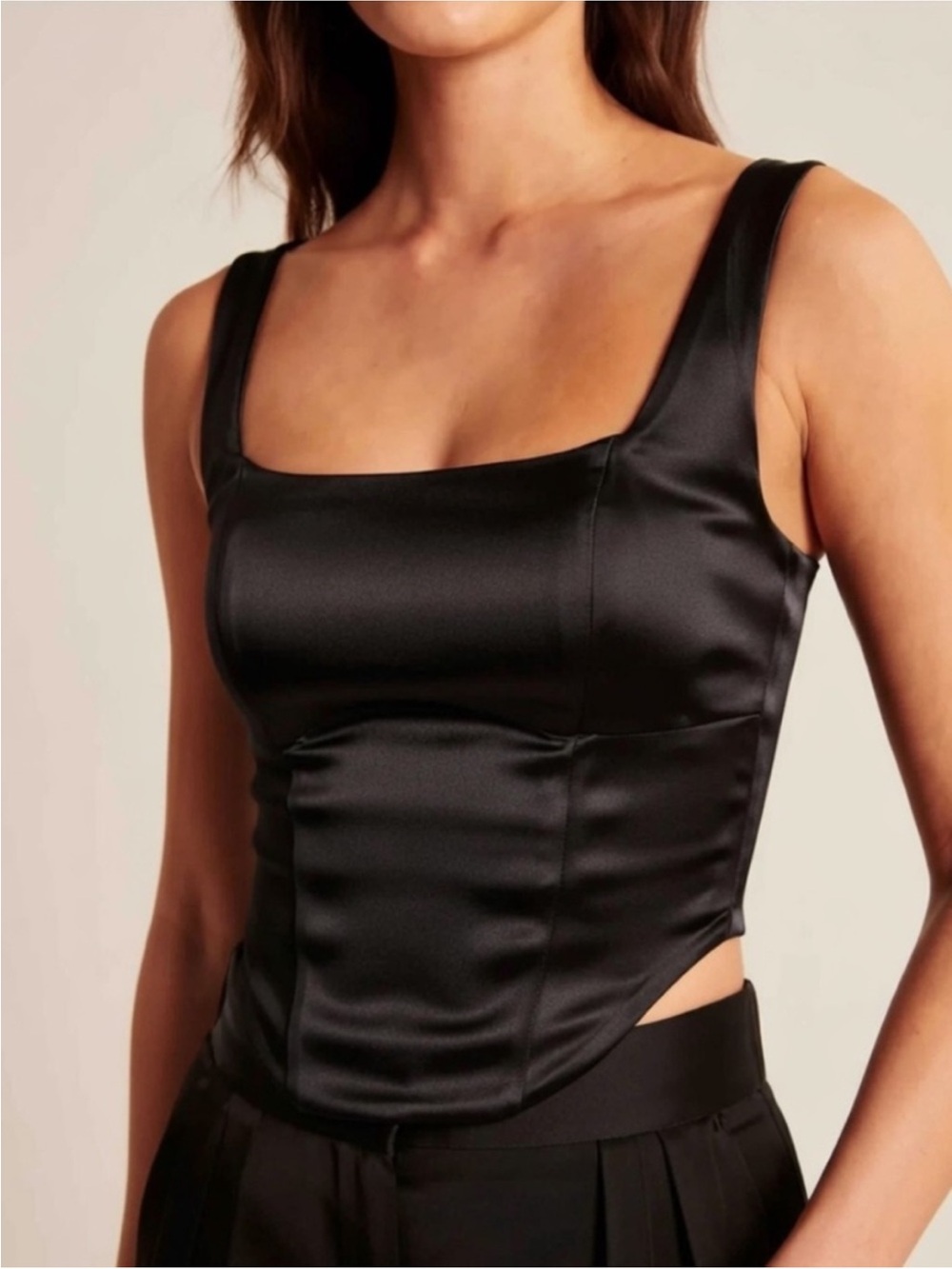 NWOT Abercrombie Black Satin Corset Tank Top